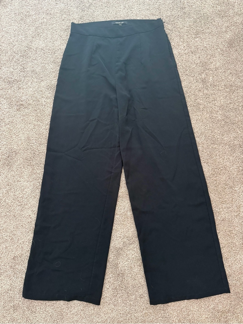 Sugar Lips Black Wide-Leg Women's Pants - Classic Stretch